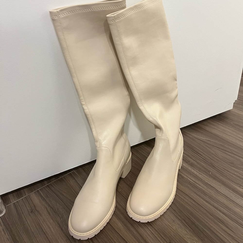 White tall boots